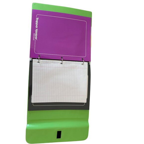 Mead Original Trapper Keeper Binder Retro Portfolio Style Purple Green Cheetah - Picture 5 of 6